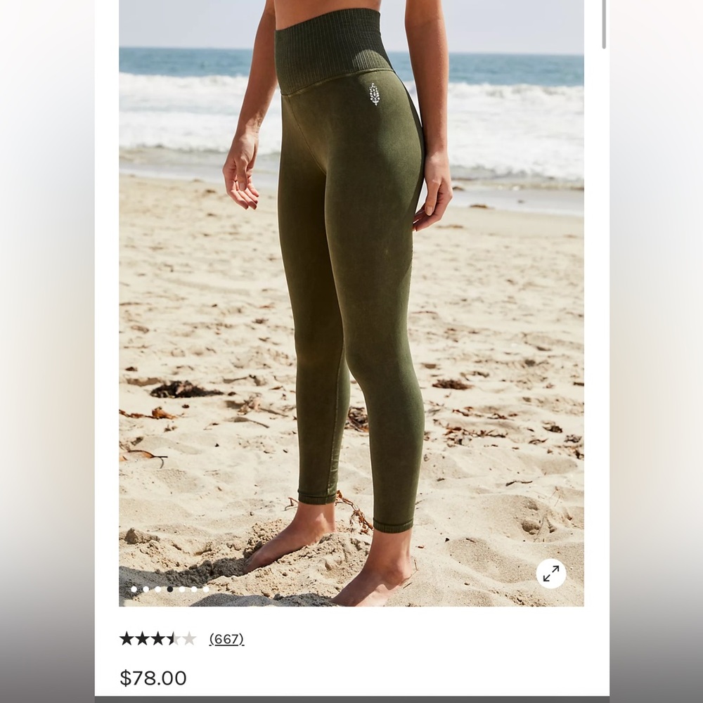 FP Movement High-Rise 7/8 Length Good Karma Leggings. Color Secret Moss.